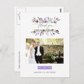 Katoenen Lavendel Trouwfoto Bedankt Briefkaart (Voorkant / Achterkant)