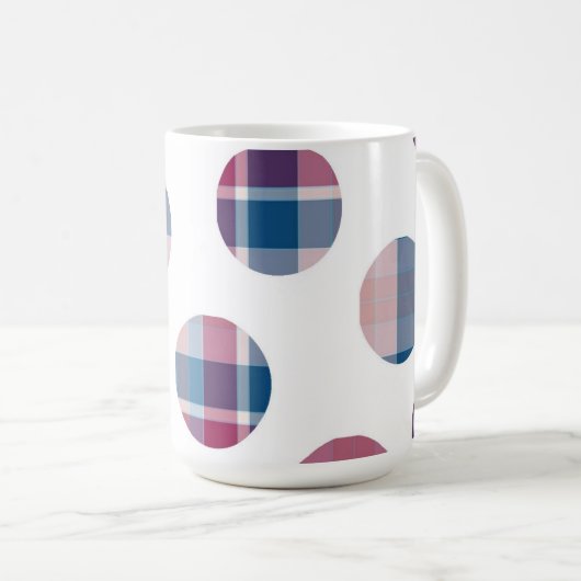 Katoenen ruit stippen koffiemok (Voorkant rechts)