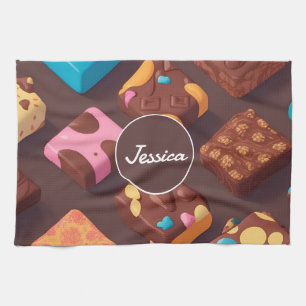 Katoenen snoep Mozaïek Kleurrijke Gepersonaliseerd Theedoek