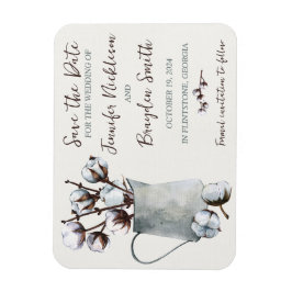 Katoenen stengels in pitcher bruiloft de datum ops magneet