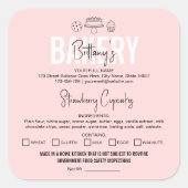 Katoenlabel Bakery Feminine Ingredients Vierkante Sticker (Voorkant)
