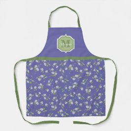 Katoenstijl Periwinkle Floral Daisies Monogram Schort