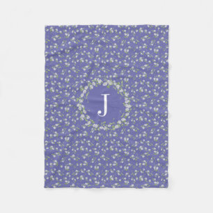 Katoenstijl Periwinkle Floral Monogram Fleece Deken
