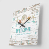 Katoenstijl Welkomstbord Wooden Beach Vierkante Klok (Hoek)