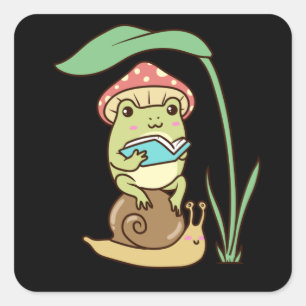 Katoentkern esthetisch kikkerboek op slak vierkante sticker