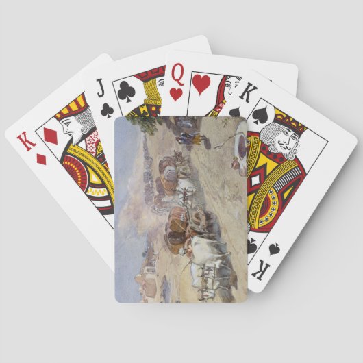 Katoentransport, India, 1862 (aquarel over potlood Speelkaarten (Achterkant)