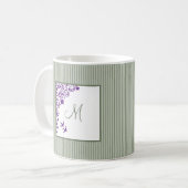 Katoentsenbandje Paarse Floral Script Monogram Koffiemok (Voorkant links)