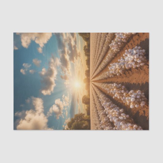 katoenveld-ontkoppelingspapier met zonlicht tissuepapier (Voorkant)