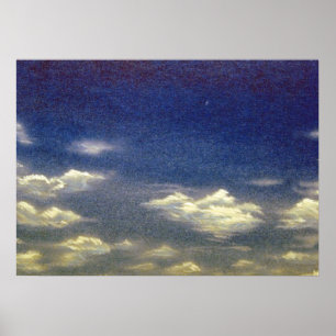 Katoenwolken in de blauwe lucht poster