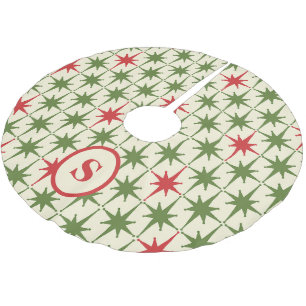 Katoomkerstars Initiaal voor Retro Midden-Century Kerstboom Rok