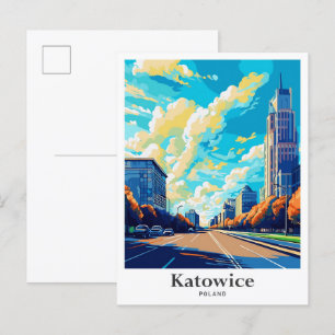 Katowice Polen Travel Portret Illustratie Briefkaart