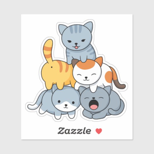 Katpiramide - Groep Katten Sticker (Vel)