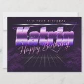 Katrin prénom carte rétro lilas anniversaire (Devant)