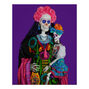 Katrina en Calavera Child Sugar Skull Canvas Perfect Poster