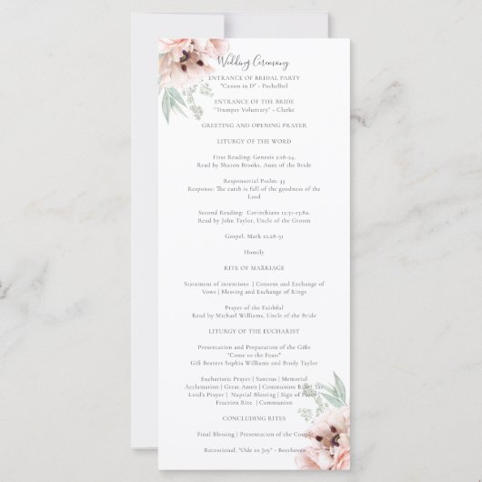 Katrina Fleurs roses Programme de Mariage Catholiq (Dos)