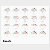 Katrina Floral Pink Boho Chic Wedding Ronde Sticker (Vel)