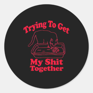 Katrol Is Vol Grappige Kat Humor Meme Kat Moeder K Ronde Sticker