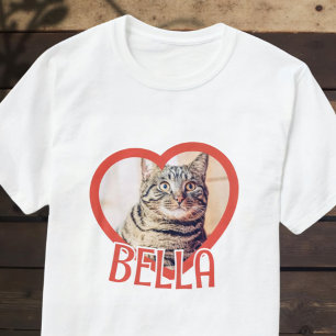 Kat's eenvoudige moderne speelse hart naam en foto t-shirt