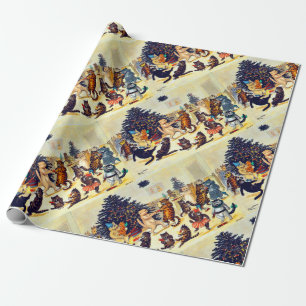 Kat's kerstfeest, Louis Wain Cadeaupapier