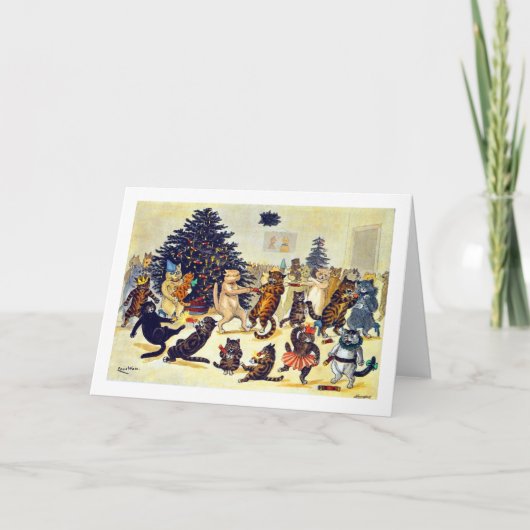 Kat's kerstfeest, Louis Wain Feestdagen Kaart (Voorkant)