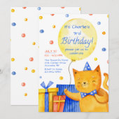 Kat's Meow Birthday Party Kaart (Voorkant / Achterkant)