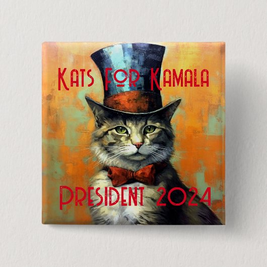 Kats voor Kamala Politieke Button (Voorkant)