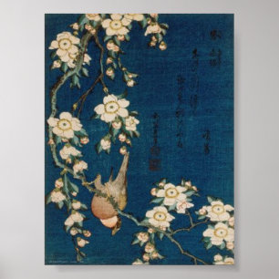 Katsushika Hokusai 葛 飾 北 Goldfinch en Cherry Tree Poster