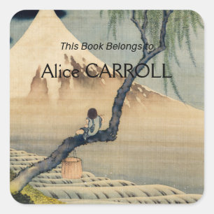 Katsushika Hokusai - Boy Kijkend de Fuji Vierkante Sticker