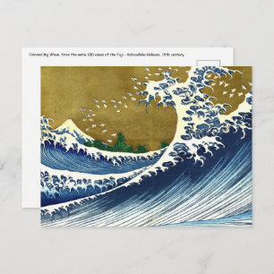 Katsushika Hokusai - Colored Big Wave Briefkaart