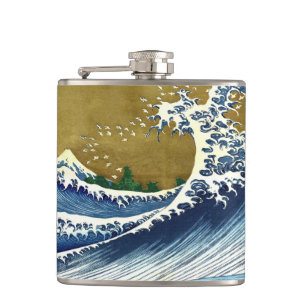 Katsushika Hokusai - Colored Big Wave Heupfles