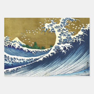 Katsushika Hokusai - Colored Big Wave Inpakpapier Vel