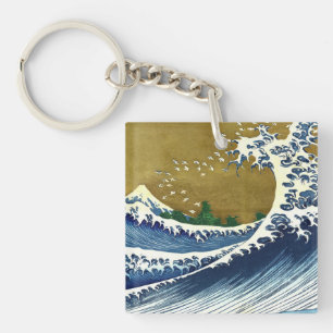 Katsushika Hokusai - Colored Big Wave Sleutelhanger