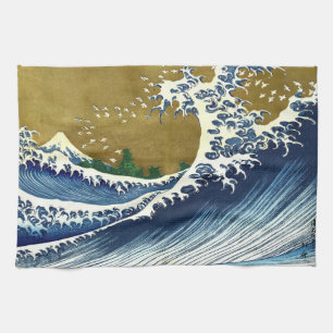 Katsushika Hokusai - Colored Big Wave Theedoek