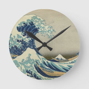 Katsushika Hokusai: De Grote Golf bij Kanagawa Ronde Klok