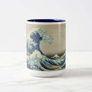 Katsushika Hokusai: De Grote Golf bij Kanagawa Tweekleurige Koffiemok