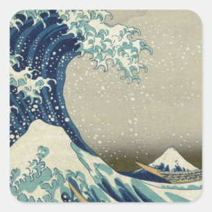 Katsushika Hokusai: De Grote Golf bij Kanagawa Vierkante Sticker