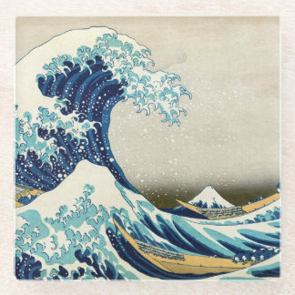 Katsushika Hokusai - De Grote Golf van Kanagawa Glazen Onderzetter