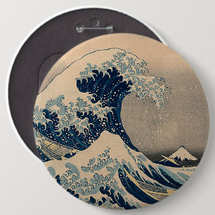 Katsushika Hokusai. De Grote Golf van Kanagawa Ronde Button 6,0 Cm