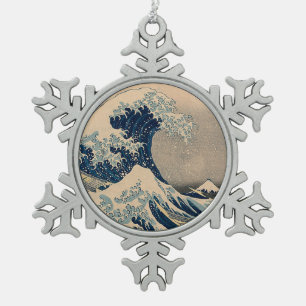 Katsushika Hokusai. De Grote Golf van Kanagawa Tin Sneeuwvlok Ornament