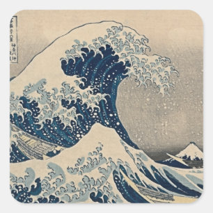 Katsushika Hokusai. De Grote Golf van Kanagawa Vierkante Sticker