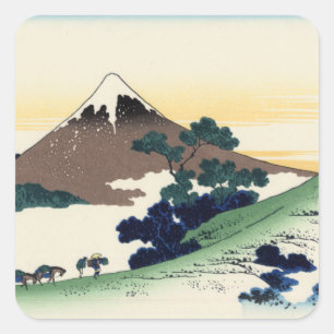 Katsushika Hokusai. De Inume Pass in de provincie  Vierkante Sticker
