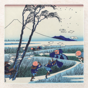 Katsushika Hokusai - Ejiri in de provincie Suruga Glazen Onderzetter