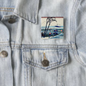 Katsushika Hokusai - Ejiri in de provincie Suruga Vierkante Button 5,1 Cm (In situ)