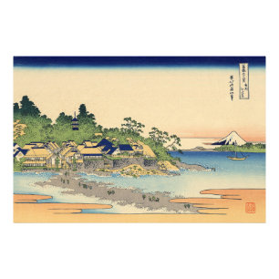 Katsushika Hokusai Enoshima in de provincie Sagami Foto Afdruk