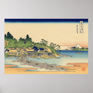 Katsushika Hokusai Enoshima in de provincie Sagami Poster