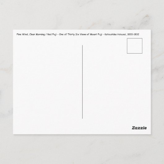 Katsushika Hokusai - Fijne wind, heldere morgen Briefkaart (Achterkant)