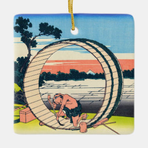 Katsushika Hokusai - Fujimigahara, provincie Owari Keramisch Ornament