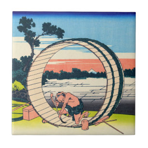 Katsushika Hokusai - Fujimigahara, provincie Owari Tegeltje