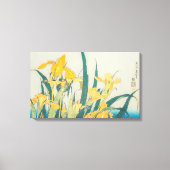 Katsushika Hokusai - Grasshopper en Iris Canvas Afdruk (Voorkant)
