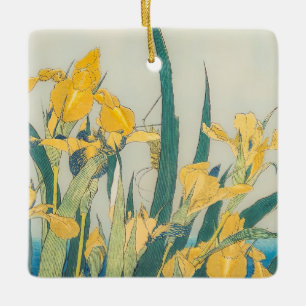 Katsushika Hokusai - Grasshopper en Iris Keramisch Ornament